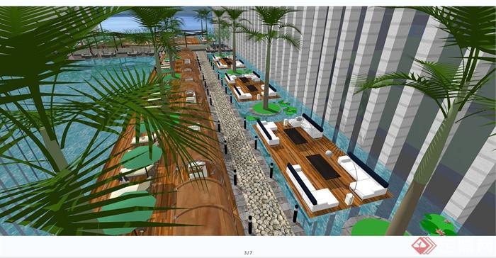某精致现代风格屋顶游泳池景观规划设计SU模型含JPG图片(9)