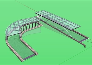 两个不同的车库入口玻璃棚架设计SU(草图大师)模型