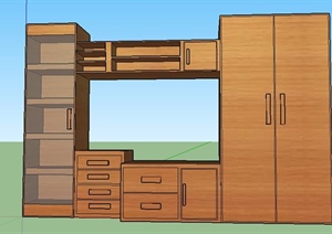 木质电视柜储物柜SU(草图大师)模型