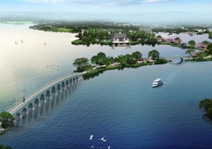 某现代风格滨河景观规划设计PSD效果图