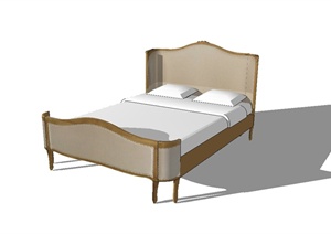 某简欧式小木床设计SU(草图大师)模型