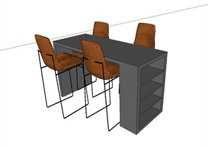 家庭小型吧台桌椅设计SU(草图大师)模型