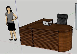 现代木质服务台SU(草图大师)模型