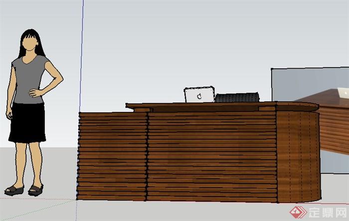 现代木质服务台su模型(2)