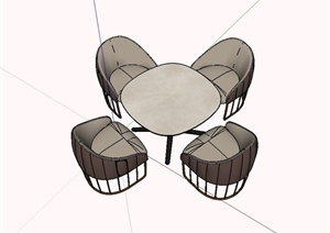 某现代风格休闲4人聊天桌椅设计SU(草图大师)模型