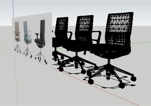 现代旋转椅子电脑椅子SU(草图大师)模型