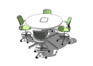 现代办公洽谈桌椅设计SU(草图大师)模型