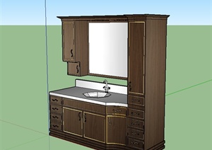 欧式浴室柜水槽水龙头镜子设计SU(草图大师)模型