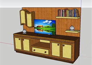 欧式木质小电视柜设计SU(草图大师)模型
