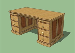 欧式风格木质办公桌子设计SU(草图大师)模型