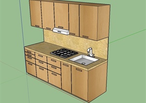 某现代风格木质小型橱柜设计SU(草图大师)模型