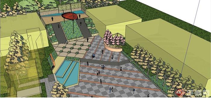 某现代风格公园入口小广场景观规划设计SU模型(4)