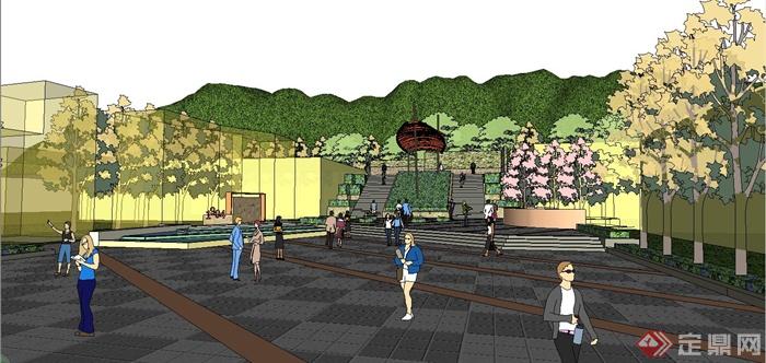 某现代风格公园入口小广场景观规划设计SU模型(5)