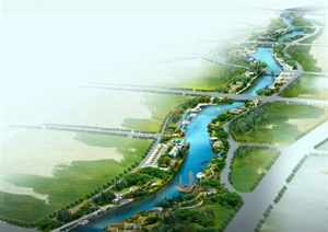 某细致现代风格滨河景观规划设计PSD效果图
