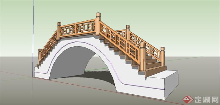 某古典中式风格石头拱桥设计SU模型(1)