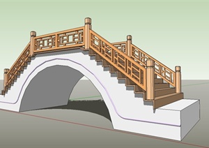 某古典中式风格石头拱桥设计SU(草图大师)模型