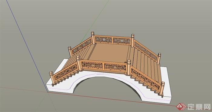 某古典中式风格石头拱桥设计SU模型(2)