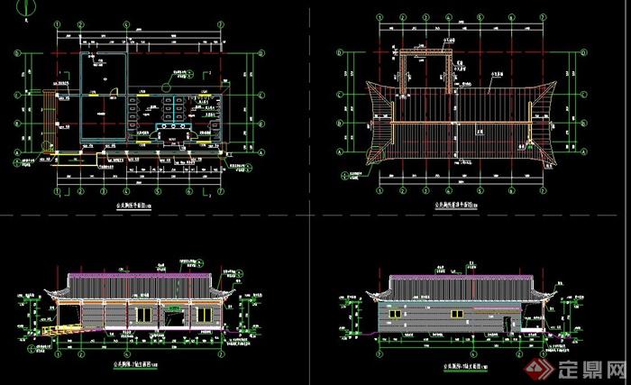 某现代中式风格公厕以及游客服务中心建筑设计CAD施工图(1)