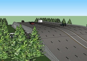 现代高速公路立交桥设计SU(草图大师)模型