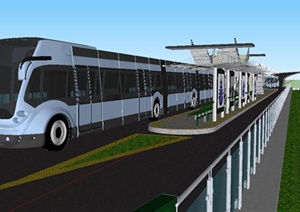 某精致现代风格公交车站设计SU(草图大师)模型