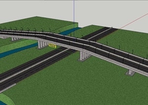 现代精致高速公路立交桥设计SU(草图大师)模型