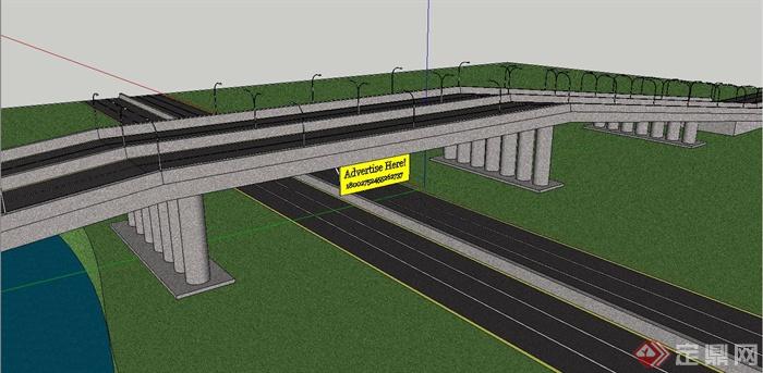 现代精致高速公路立交桥设计SU模型 (2)