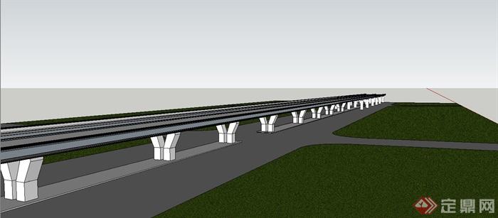 简约现代高速公路设计SU模型(1)