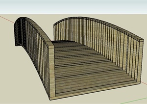 某现代木质园桥设计SU(草图大师)模型