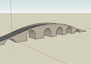 某现代风格石头拱桥设计SU(草图大师)模型