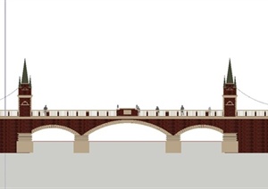某欧式风格景观大桥设计SU(草图大师)模型