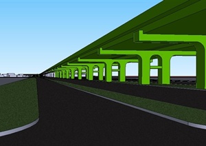 简约绿色高速公路立交桥SU(草图大师)模型