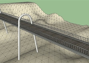 现代跨水大桥SU(草图大师)模型