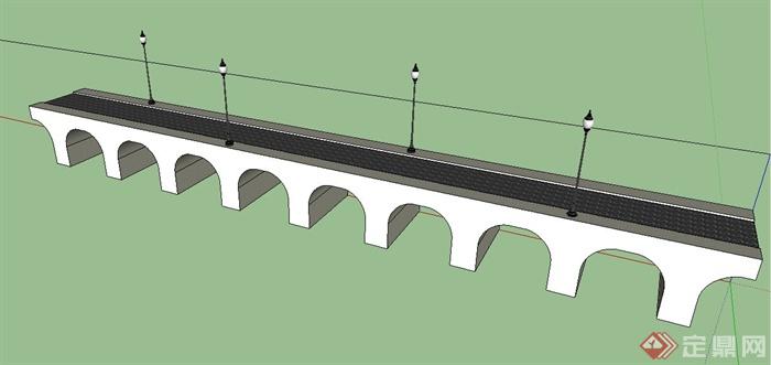 现代景观桥梁SU模型 (3)