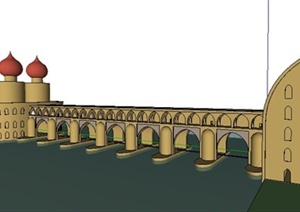 欧式风格桥梁建筑设计SU(草图大师)模型