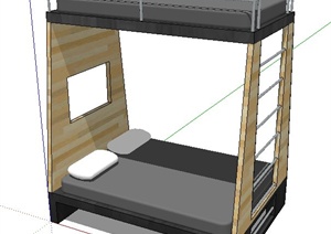 现代高低床单体设计SU(草图大师)模型