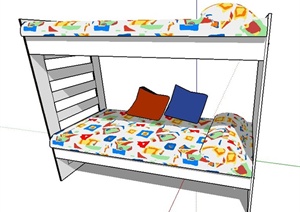 简约儿童高低床单体设计SU(草图大师)模型