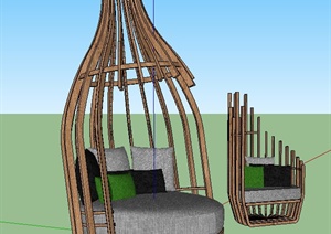 现代木质景观沙发SU(草图大师)模型