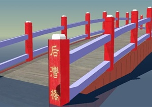中式风格木拱桥景桥设计SU(草图大师)模型