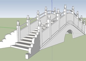 中式拱桥景桥设计SU(草图大师)模型