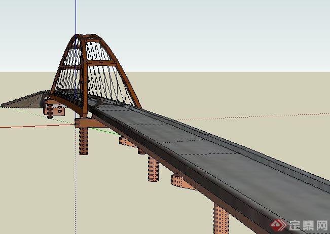 现代简约车行桥梁su模型(2)