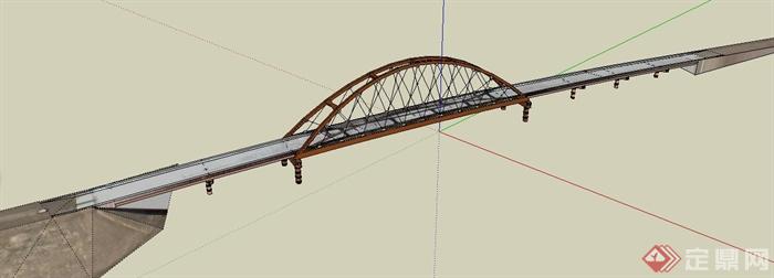 现代简约车行桥梁su模型(3)