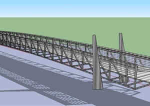 现代钢结构桥梁设计SU(草图大师)模型