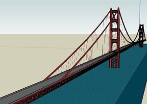现代跨江大桥单体设计SU(草图大师)模型