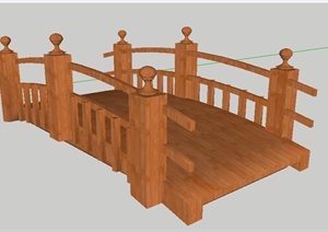 中式木质小桥设计SU(草图大师)模型