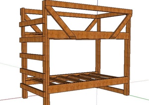 木框架高低床设计SU(草图大师)模型
