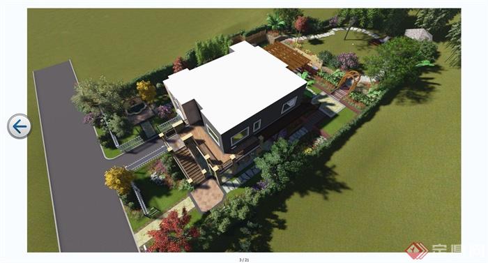某东南亚风格别墅庭院景观规划设计CAD施工图含JPG效果图(8)
