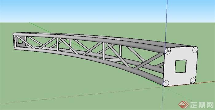 道路摆设半弧形钢铁架su模型(1)