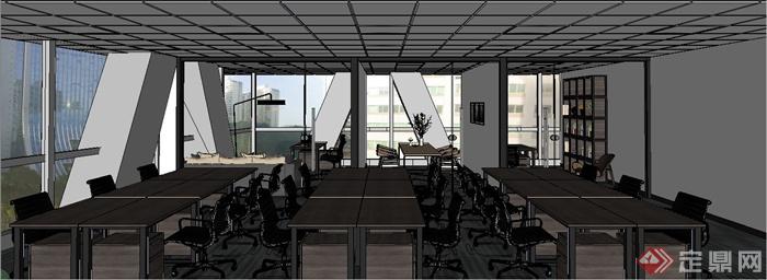 现代高档办公室室内装饰设计SU模型(6)