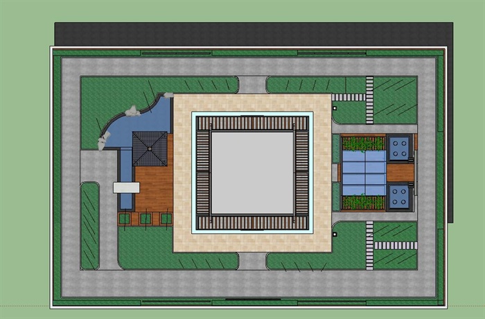 新中式屋顶花园景观方案SU精致设计模型(5)