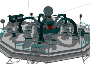 现代风格游乐场所大型游乐器械合集精致设计SU(草图大师)模型